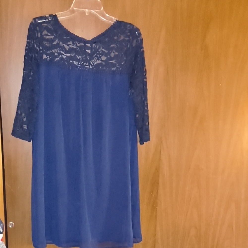 AS U WISH Navy Lace Long Sleeve Midi Dress Size 1X